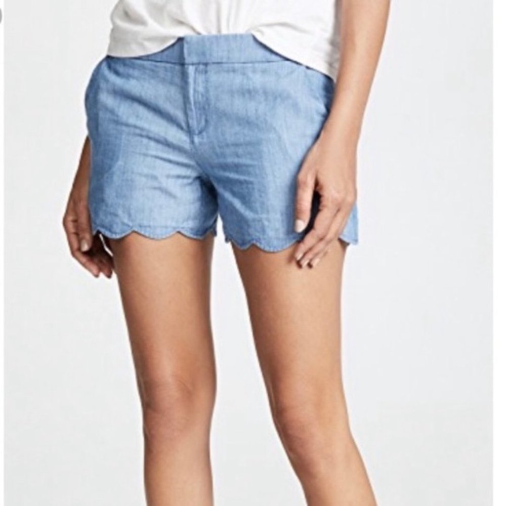 Club Monaco Denim Scalloped Shorts